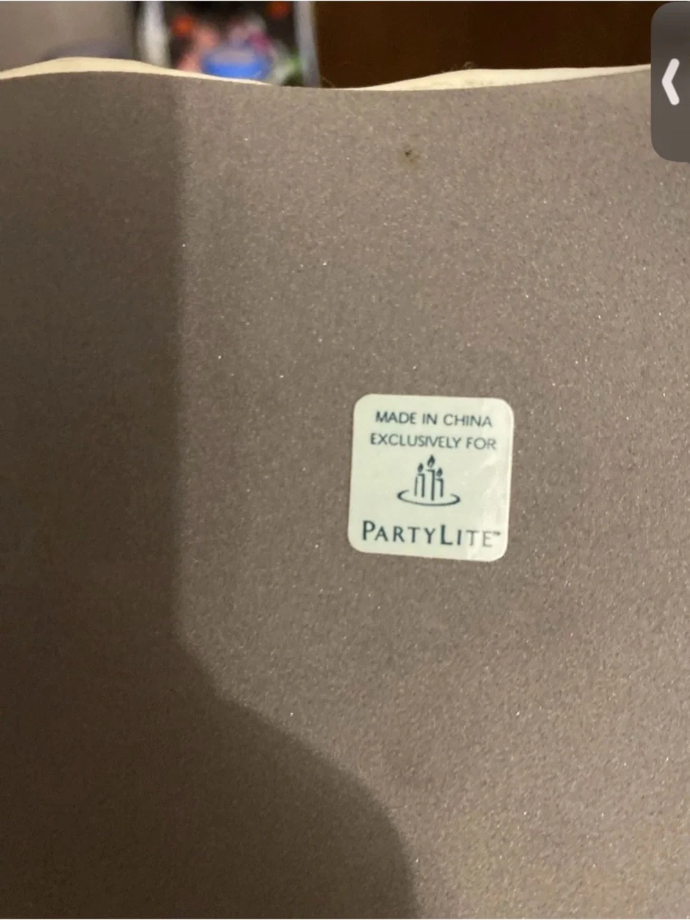 PartyLite Ivory Sticker Label on Taupe Backing